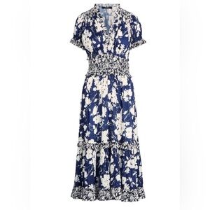 NEW Ralph Lauren Satin Pleated Tiered Floral Dress | Women's Size 6